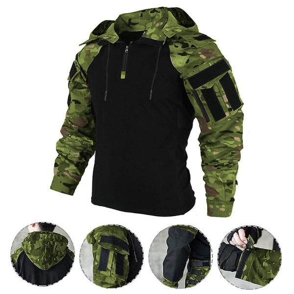 Us Camouflage Military Combat T-shirt Herr Taktisk skjorta Airsoft Paintball Camping Jakt Kläder Camouflage Camouflage L