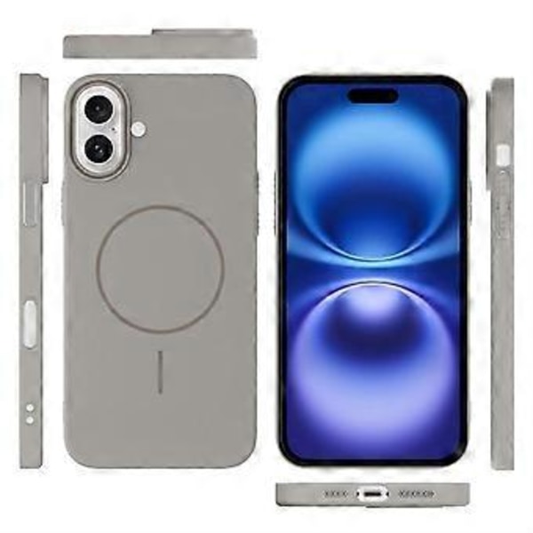 Skal för iPhone 16 Plus Kompatibelt med MagSafe, Slim PC Baksida (Titanium Grey)