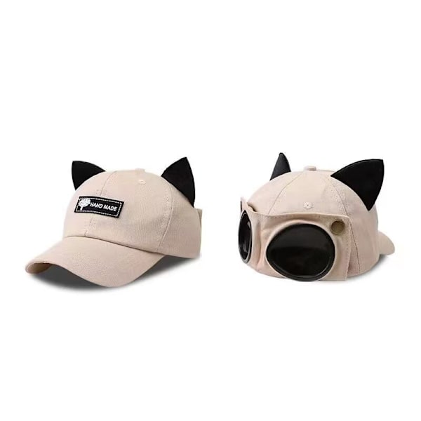 Söt med kattöron basebollkeps pilotglasögon man mössa vår och höst solglasögon kvinnor