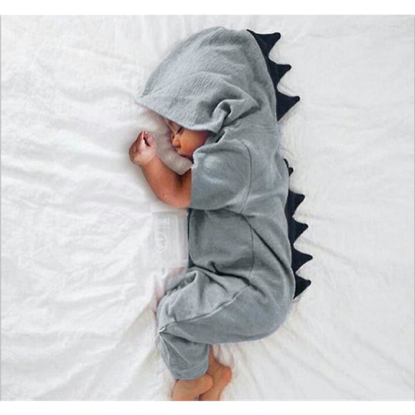 Baby Clothes New Baby Boys Girls Clothes Baby Dinosaur Hooded Jumpsuit Outfits Autumn Winter Kids Clothing Gray 18Mto90