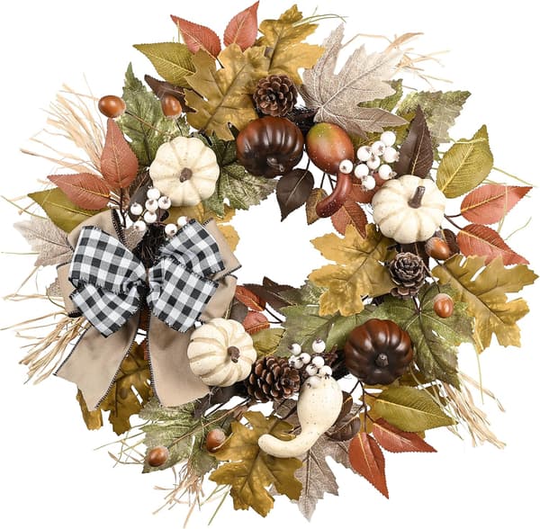 18\"/45cm Efterårsdørkrans, Kunstig Efterår Thanksgiving Doo