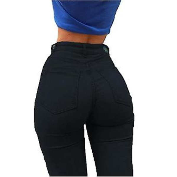 Naisten farkut, hoikat slim-leggingsfarkut 4XL mustat