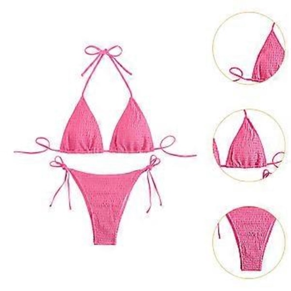 Tvådelad Baddräkt Tankini Simkläder Baddräkt för Strand Pool Party (M Rosa)