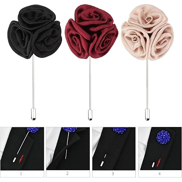 B-Rose Blomma Lapel Nål Bröllop Fest Corsage Män Man Boutonniere