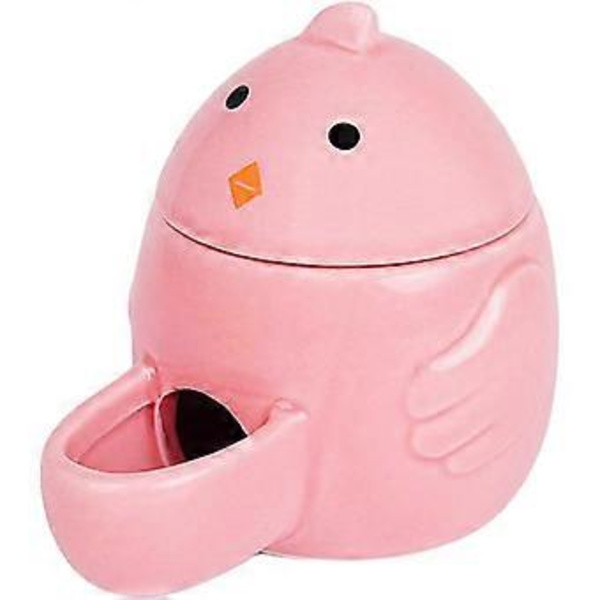 Hamster Drikkemåltidsflaske Keramik Lille Dyr Lydløs Vandgiver Automatisk Vanddispenser Madskål - Pink - Låg
