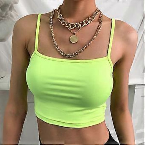 Moderigtig Dame Crop Top Camisole med Tynde Stropper, Perfekt Match til Shorts og Jeans, Komfortabelt og Blødt Bomuldsmateriale (M)