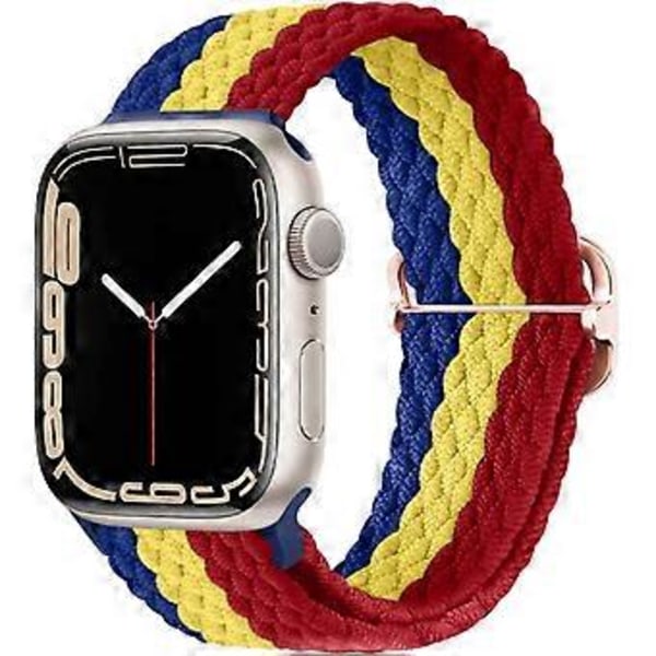 Joustava Solo Loop -hihna yhteensopiva Apple Watch -kellonauhan kanssa 45 mm 44 mm 42 mm, säädettävä elastinen nylonpunottu urheiluranneke iWatch Series 7 6 5 4