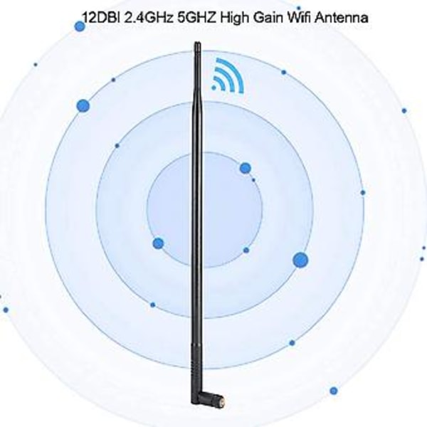12DBI WiFi Antenne, 2.4G/5G Dobbelbånd Høy Forsterkning Lang rekkevidde WiFi Antenne med RPSMA Kontakt for Wi