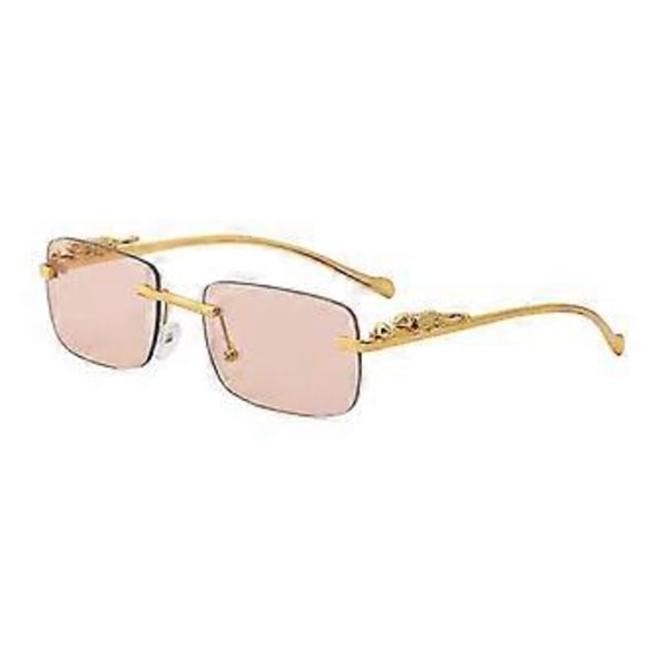 Mote-Square Hip Hop Solbriller for menn Quavo Luxury Gold Rimless Clear Glasses [jkw] ( Lys te )