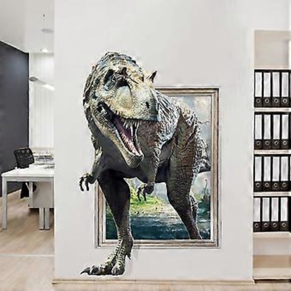 70x50cm Vægstickers Voksen Soveværelse - 3D Vægklistermærke | Vægsticker - Dinosaurer - Vægstickers Køkken - Vægdekoration Trompe l'oeil Sa