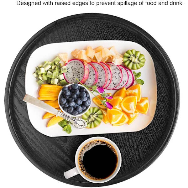 Rund serveringsbrett i massivt tre for te, kaffe, snacks, mat, måltid