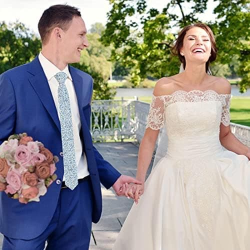 Smal bomullsslips med blomstermønster for menn til bryllup og forlovere