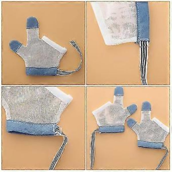 2 par Stop Tommel-Sutte Fingerbeskyttelse Rosa Åndbar Baby Finger Sutte Stop For Baby (S Blå)
