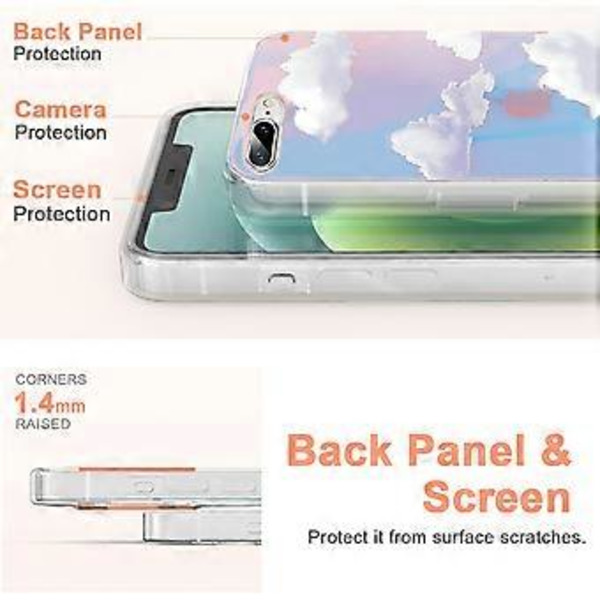 HEYONE Kompatibelt iPhone 8 Plus Skal, iPhone 7 Plus 5.5 tum Skal Transparenta Design, Militärklass Robust Skydd med Mode för Kvinnor Flickor, Stötsäkert