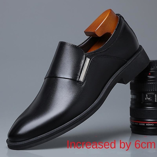 White Leather Shoes Men's Leather Spring Breathable 2022 New Formal Business Derby Shoes Man Casual English Shoes For Men black inside 6cm 39