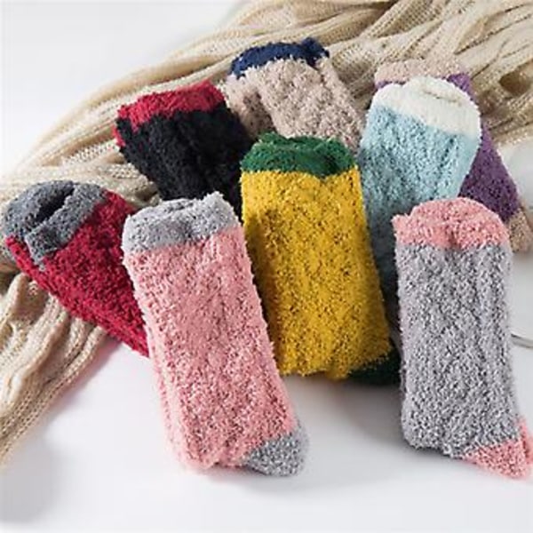 Extremt mysiga kashmirsockor för kvinnor, vintervarma, för sömn, säng, golv, hem, fluffiga (grå)