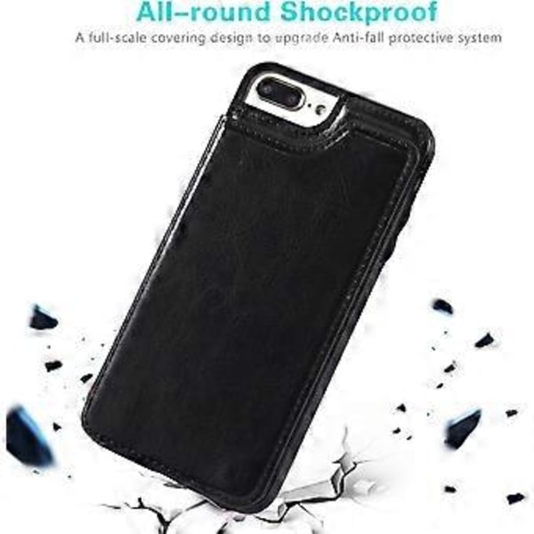iPhone 7 Plus iPhone 8 Plus Plånboksfodral med Kortfack, KATEA Premium PU-Läder Stativ Kortfack Fodral, Dubbel Magnetisk Spänne och Hållbar Stötskydd