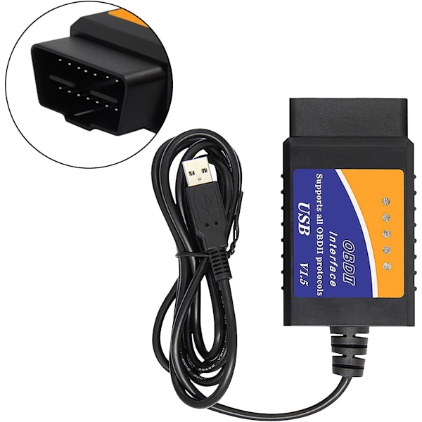 USB OBD 327 Bilskanner, USB-anslutningskabel Gränssnittskanner,