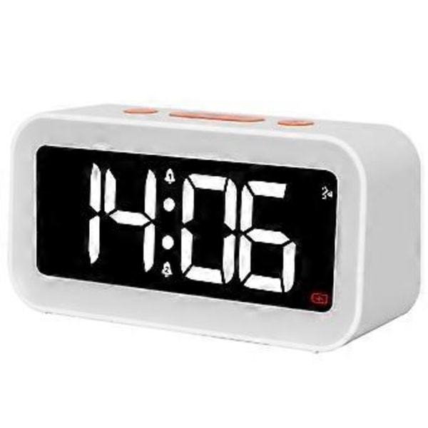 Dubbel väckarklocka med vardags- eller helgläge, justerbar ljusstyrka för nattlampa och LED-display, röstaktiverad LED-display som sparar ström