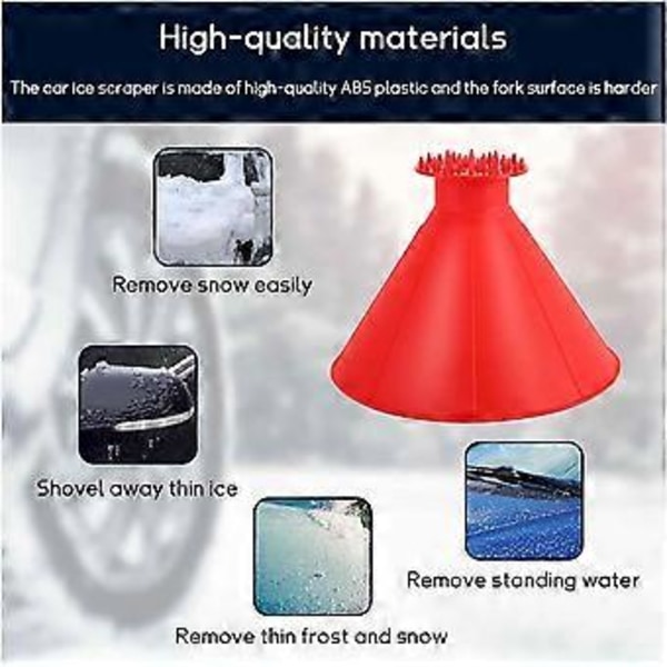 2 kpl Auton Magic Ice Scraper, Kartiomainen Auton Tuulilasin Jääraapaaja Suppilolla, Pakkasen ja Lumen Poisto, GM Talven Lumenpoistovarusteet (Punainen)