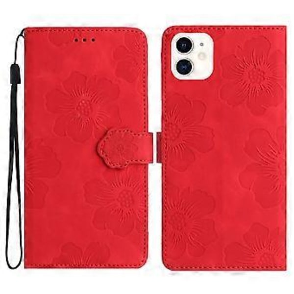 Til iPhone 11 Mobiltelefon Etui Blomster Præget PU Læder Stand Wallet Cover (Style D)