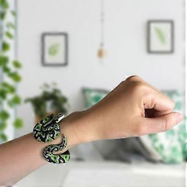 Nyhet Simulering Slange Armbånd, Skummelt Dyremodell Håndleddsbånd, Morsomme Leker for Barn til Fest Halloween Lek (Grønn Python)