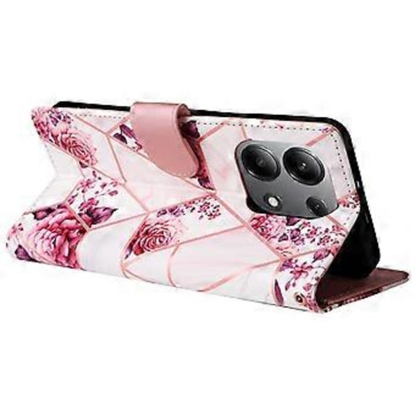 For Xiaomi Redmi Note 13 4G Lærveske Marmormønster Stativ Lommebok Telefondeksel()