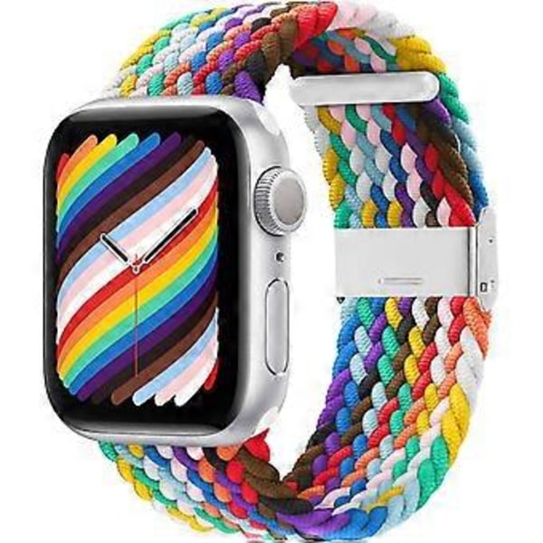 HUUOGUO Kompatibel med Apple Watch iWatch Remme 38mm/40mm/41mm - 4,5\"-7,9\" Kvinder Mænd, Justerbar Flettet Solo Loop Strækbar Elastisk Sport Håndledsrem