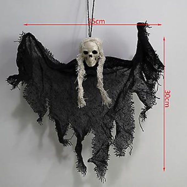 Halloween-ripustuspääkallopää Haamu Kummitustalo Pako Kauhu Tarvikkeet Koriste Halloween-juhlat Koristeet Kotiin Terrori Pelottava (Harmaa)