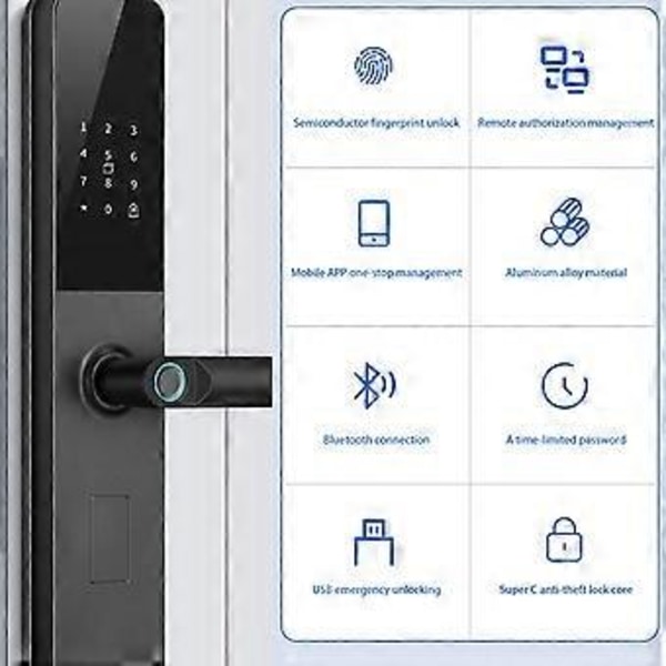 All Smart Lås Hjemmedørlås Leilighetslås Hotellås Kortlås Hybel Vert Utleierom Bluetooth Lås Fingeravtrykk