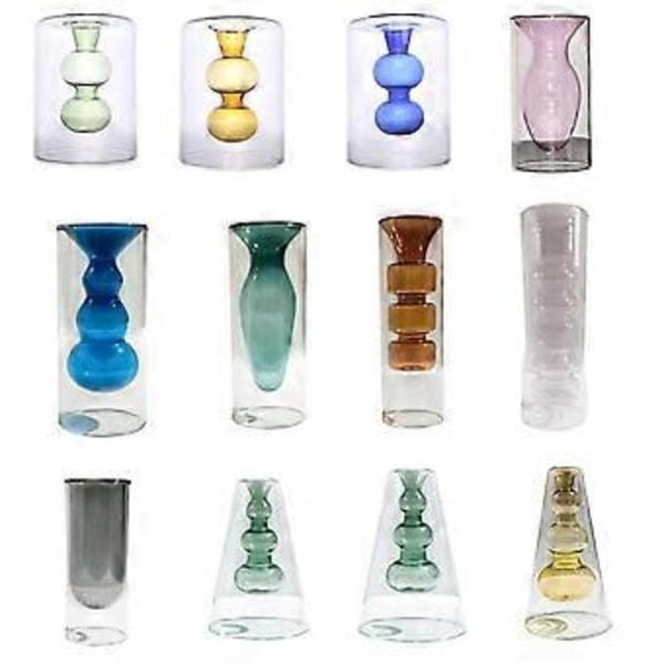 Retro Glasvas Nordisk Blomsterarrangemang Hydroponisk Behållare Multifunktionell Elegant Aromaterapiflaska för Heminredning ( )