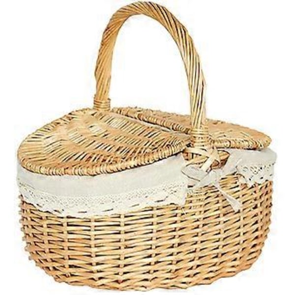 Picknick Fruktkorg Picknick Förvaringskorg Praktisk Brödkorg Flätad Korg med Lock