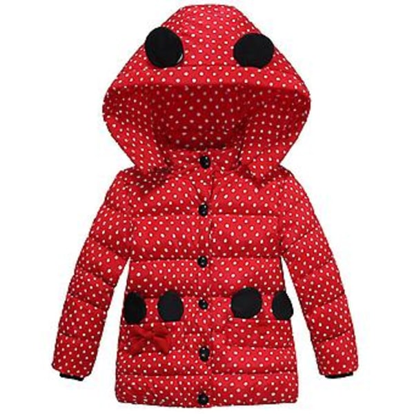 Kids Girls Fleece Lined Padded Puffer Jacket Winter Warm Hooded Polka Dot Quilted Coat Outwear(4-5 Years )