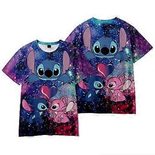 Disney Lilo ja Stitch 3D-tulostettu lasten poikien ja tyttöjen piirretty rento kesä lyhythihainen T-paita Tee-paidat (9-10 vuotta E)