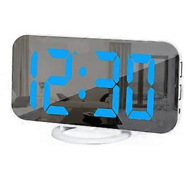 Digital väckarklocka, Väckarklockor för sovrum, Stor spegeldisplay Väckarklocka, För kontor Sovrum Sängbord Skrivbord-Ts-8201-B