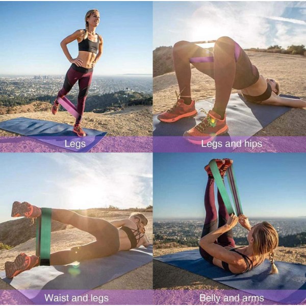 Sæt med 3 Yoga Pilates Gym Elastic Yoga Resistance Belt Pull Up Wo