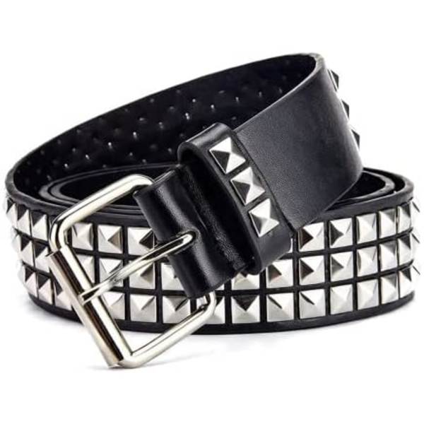 Nahkan piikkivyö, metalli punk rock niitti vyö kirkkailla pyramidin muotoisilla niiteillä naisille ja miehille