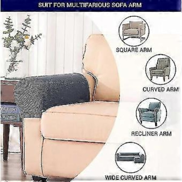 2 st Stretch Armstödsöverdrag Spandex Jacquard Armöverdrag Mjuka och Elastiska Skydd för Stolar Soffa Armstol Överdrag Recliner Soffa (Beige)