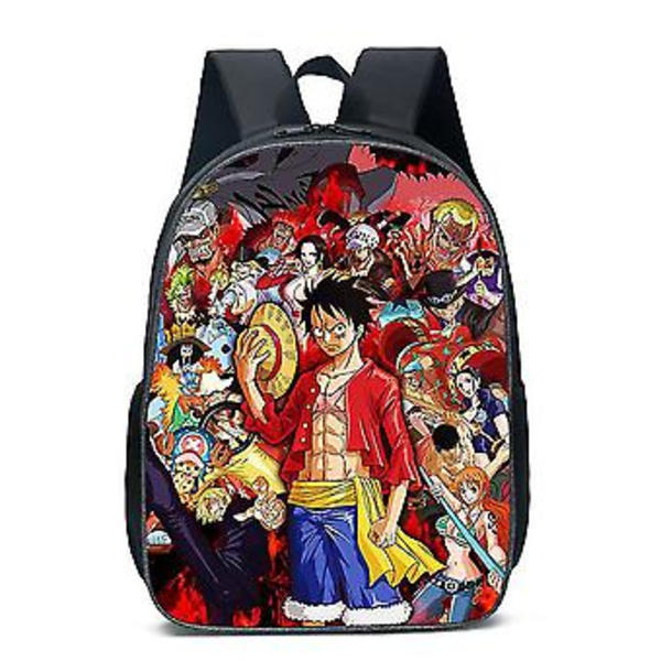 Anime One Piece Ryggsäck för Barn Pojkar Flickor Utomhus Resa Skolväska Dagryggsäck Axelväska Ryggsäck Presenter (E)