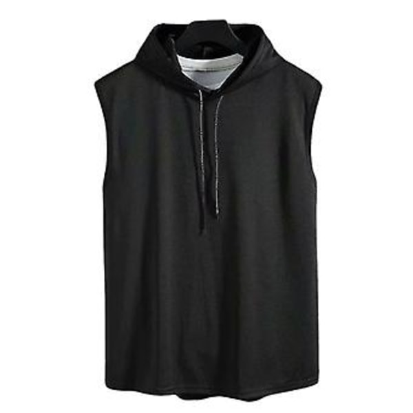 Fianao Herre T-shirt Ren Farve All Match Løstsiddende Svedabsorberende Sommer T-shirt til Basketball (M Sort)