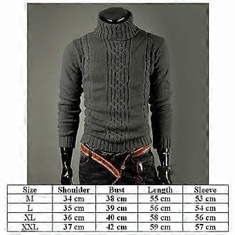 Herrarnas Varm Kabelstrickad Tröja med Mockhals, Pullover, Topp (M Mörkgrå)