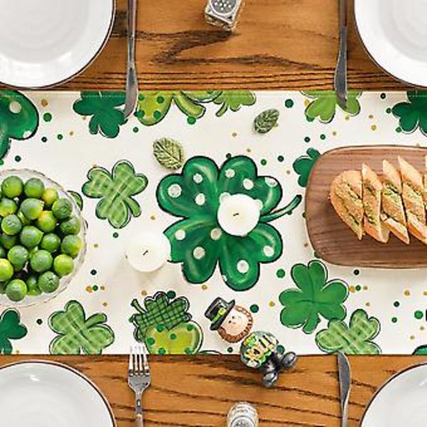 Artoid Mode Vesipensseli Shamrock Pyhän Patrickin Päivän Pöytäliina, Kausikevätloma Keittiön Ruokapöydän Koristelu Sisä- ja Ulkokäyttöön Kotijuhliin