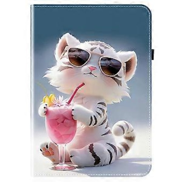 För Honor Pad X9a Läderfodral Mönstertryckt Ställ Tablet Skydd med Kortfack (Tecknad Tiger)