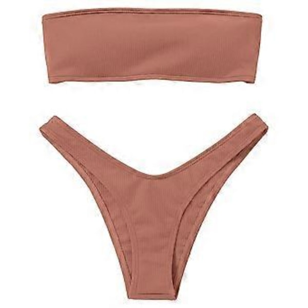 Naisten rantabikinisetit, muodikas yksivärinen seksikäs ontto avoselkäinen bikini uimapuku jaettu uimapuku kesä Push up (style70)