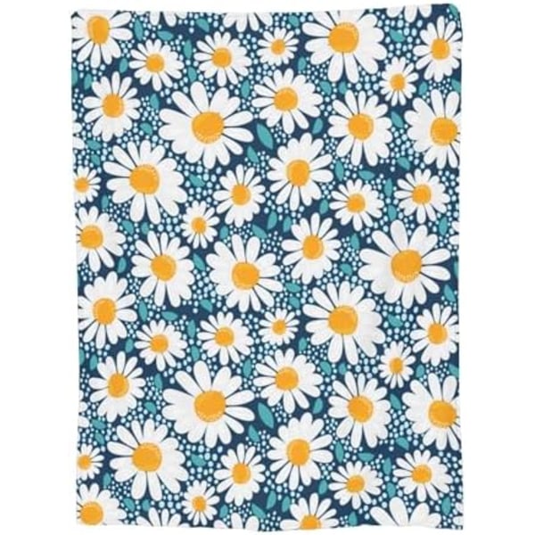 for Daisy Tæppe Flannel Fleece Daisy Blomst Tæpper til Voksne og Børn Blød Fuzzy Plys Tæppe Hyggelig Letvægts