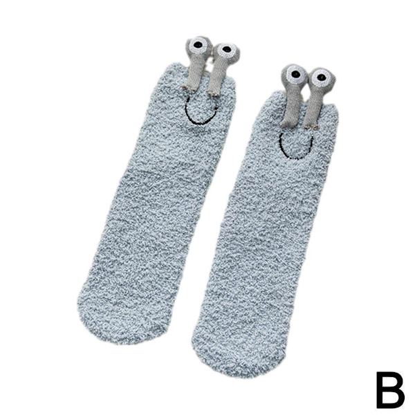 2 par The Floor Socks Sove Strømper til Piger Mellem Rør Strømper Stilfulde Fortykke aldult Grå