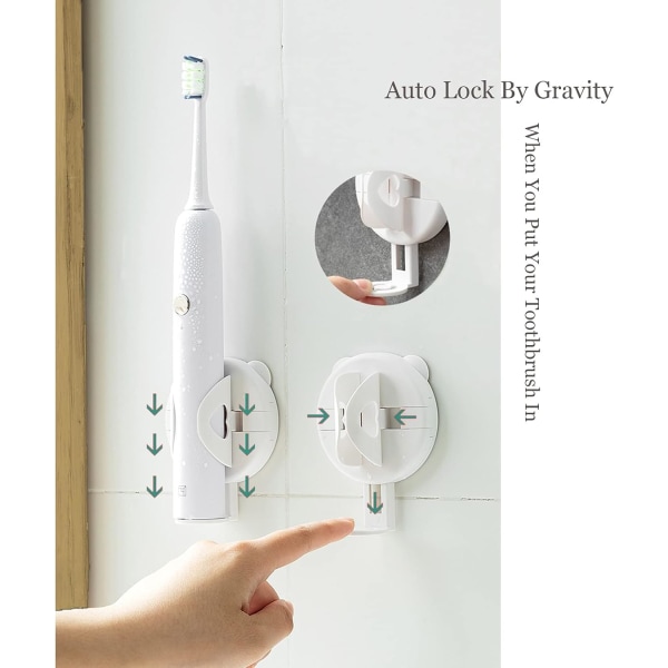 (2 st) Enkel väggmonterad elektrisk tandborsthållare för de flesta E