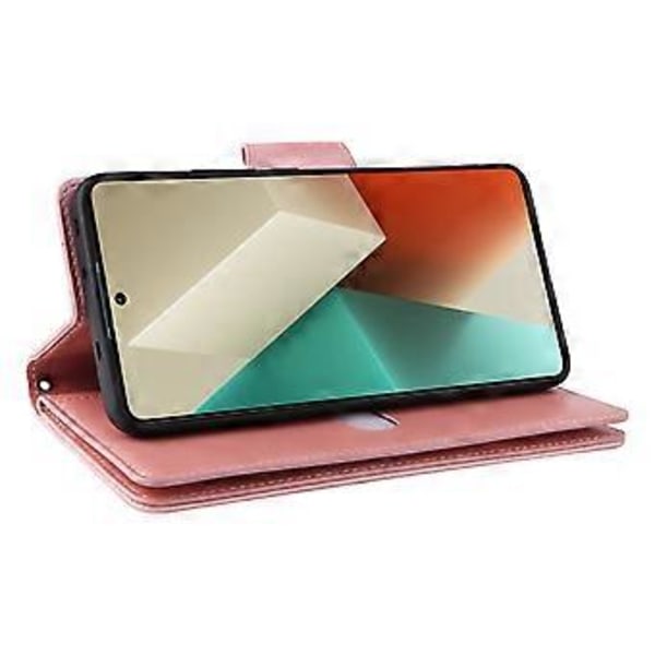 För Xiaomi Redmi Note 13 5G Läderfodral Nitar Dekor 9 Kortplatser Dragkedja Ficka Skydd()
