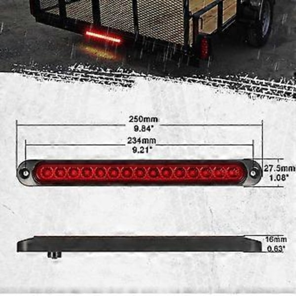 2 stk. Trailer Bremse Baglygte Bar 12-24V 15 LED, Vandtætte Baglygter, Kørelys, Identifikationslys til Offroad Lastbil Varebil Bil RV UTV ATV