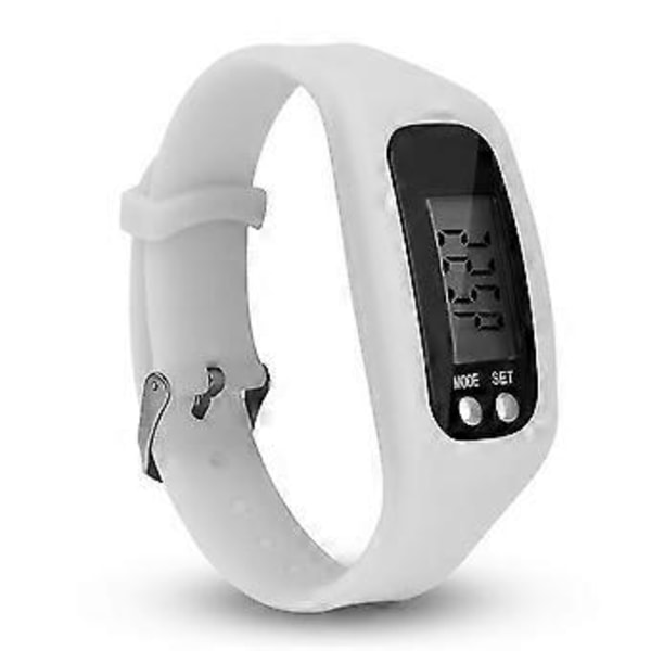 LCD Smart Stegräknare Aktivitetsmätare Fitness Sportklocka Armband Stegräknare Vuxen Barn -NMAOV (Vit)